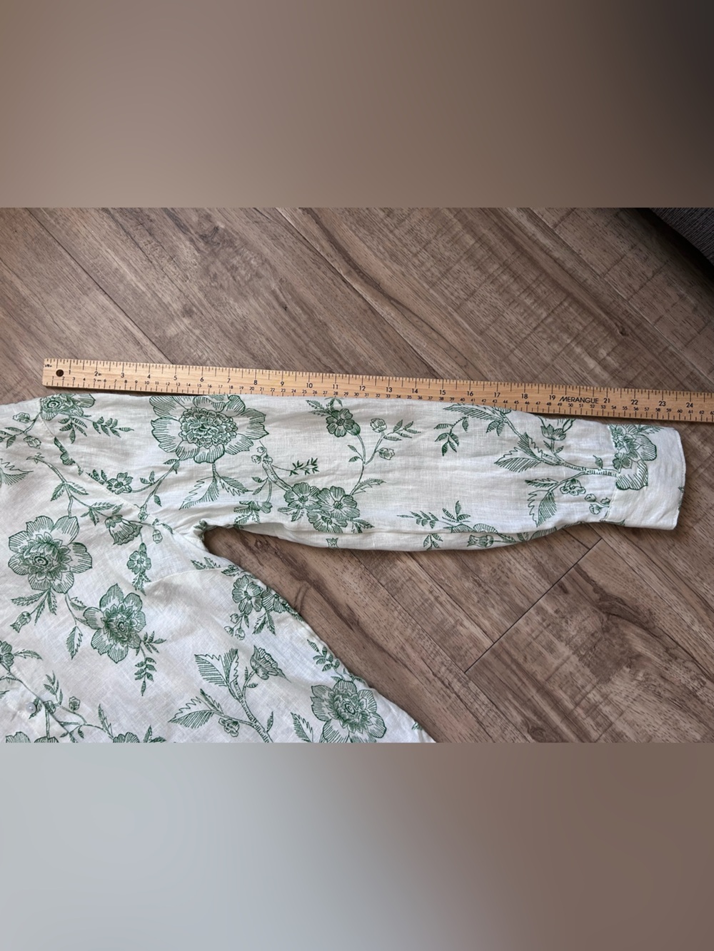 Joie White 100% Linen Button-Up Shirt with Green Floral Print summer beachy - Picture 7 of 8